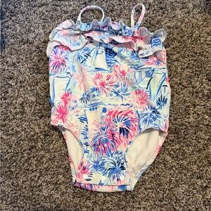 Lilly Pulitzer Pink and Blue Floral Kids One Piece